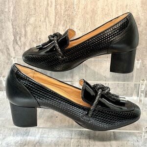 Brioso Maureen Black Woven Tassel Comfort Leather Loafers Pumps Sz 8M